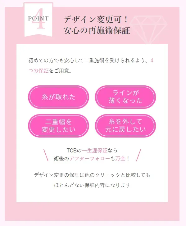 TCBなら再施術保証が無料