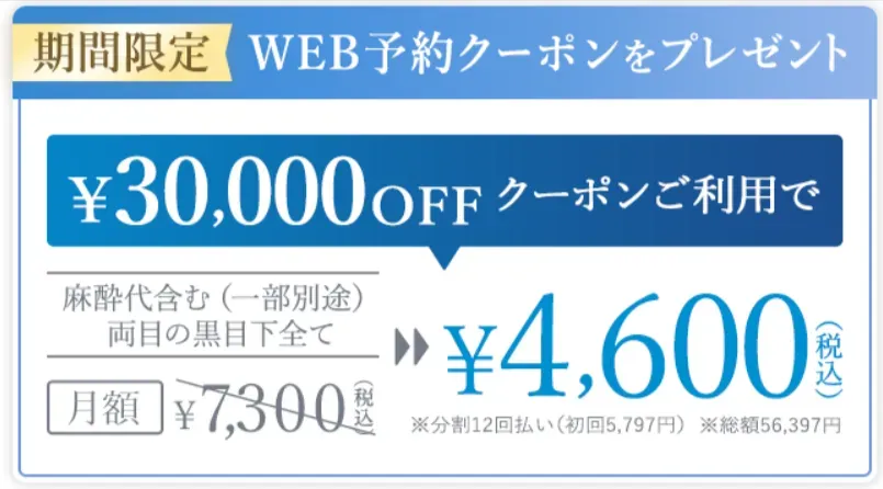 TCBのクマ取りスタンダードのクーポン内容