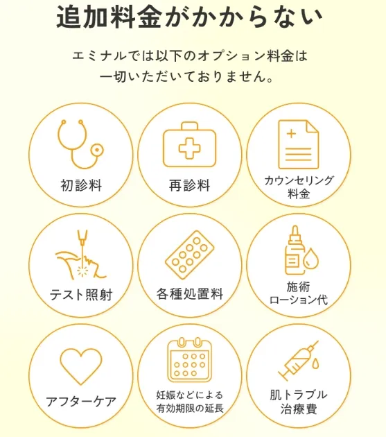エミナルクリニックはオプション料金がかからない