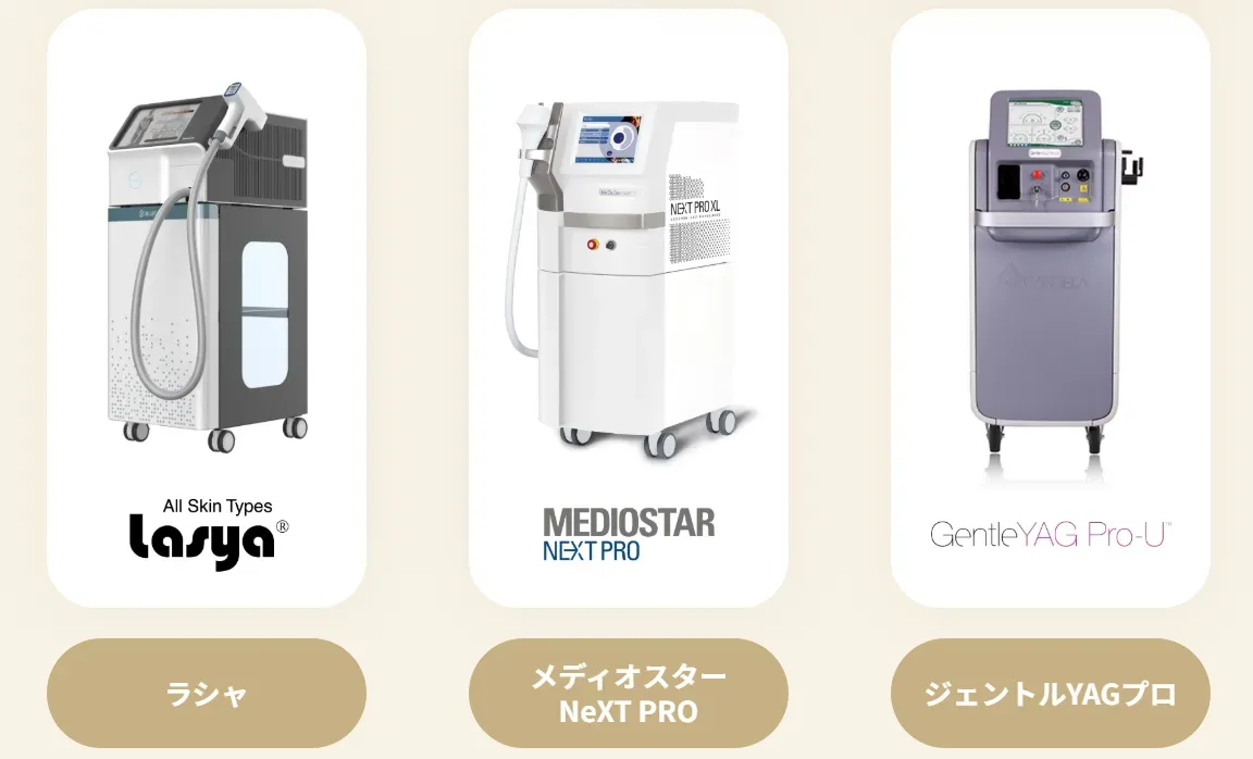 リゼクリニックの医療脱毛の口コミ 3種類の脱毛機器
