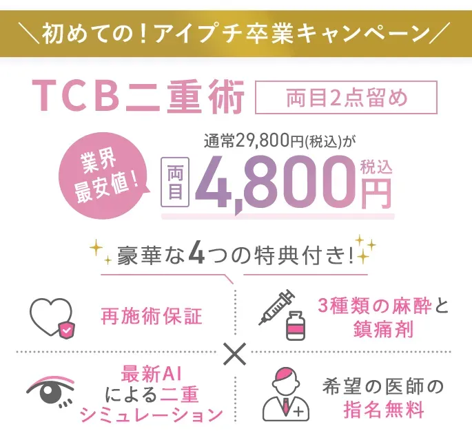 TCB二重施術キャンペーン、豪華な4つの特典付き