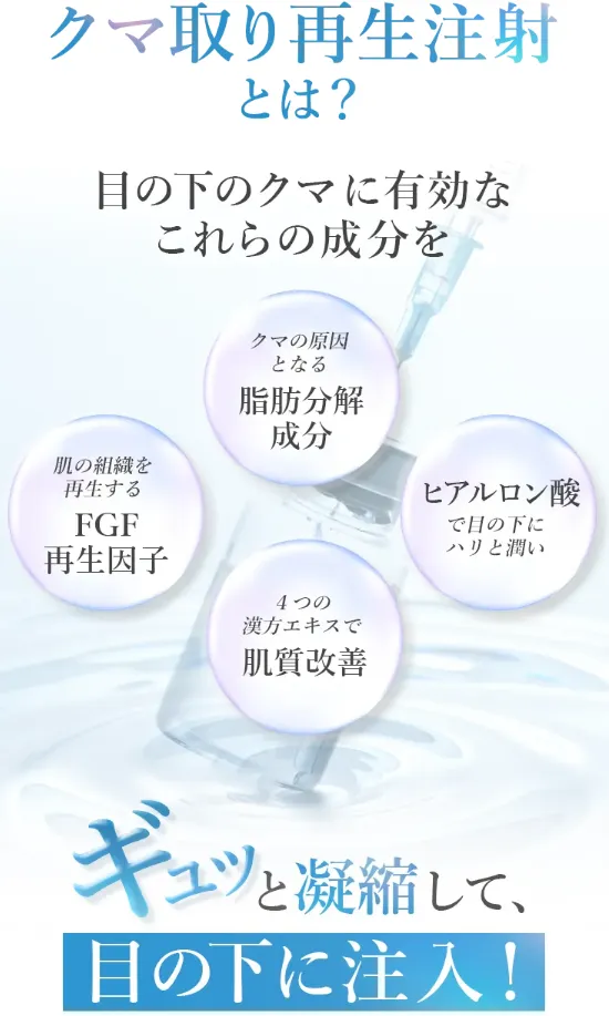 TCBのクマ取り治療はヒアルロン酸や再生因子を注入して凹凸をなくす