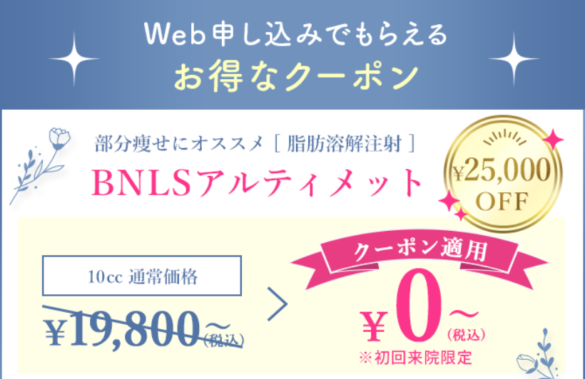 TCBの脂肪溶解注射のキャンペーン価格