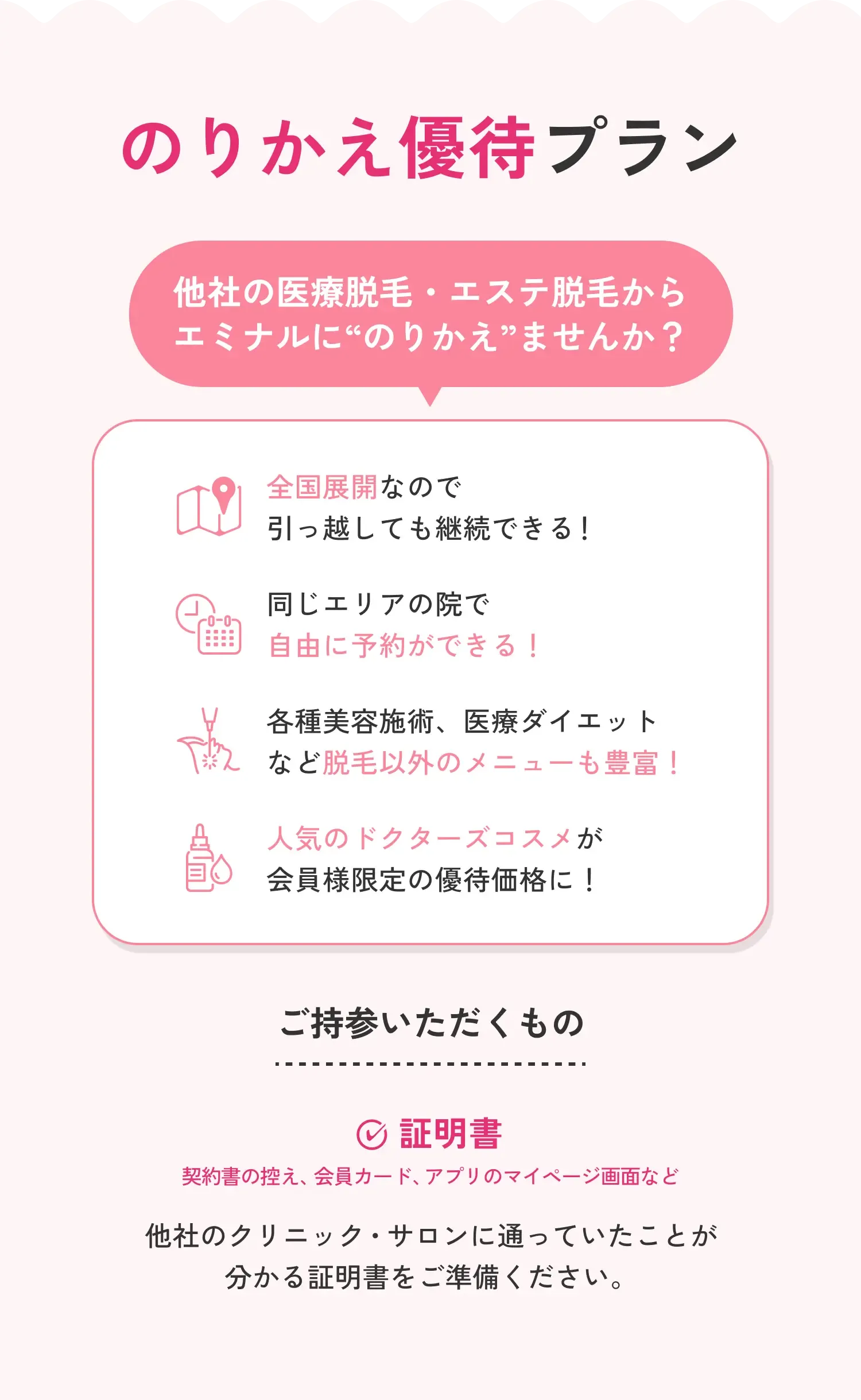 エミナルクリニックののりかえ優待プラン画像