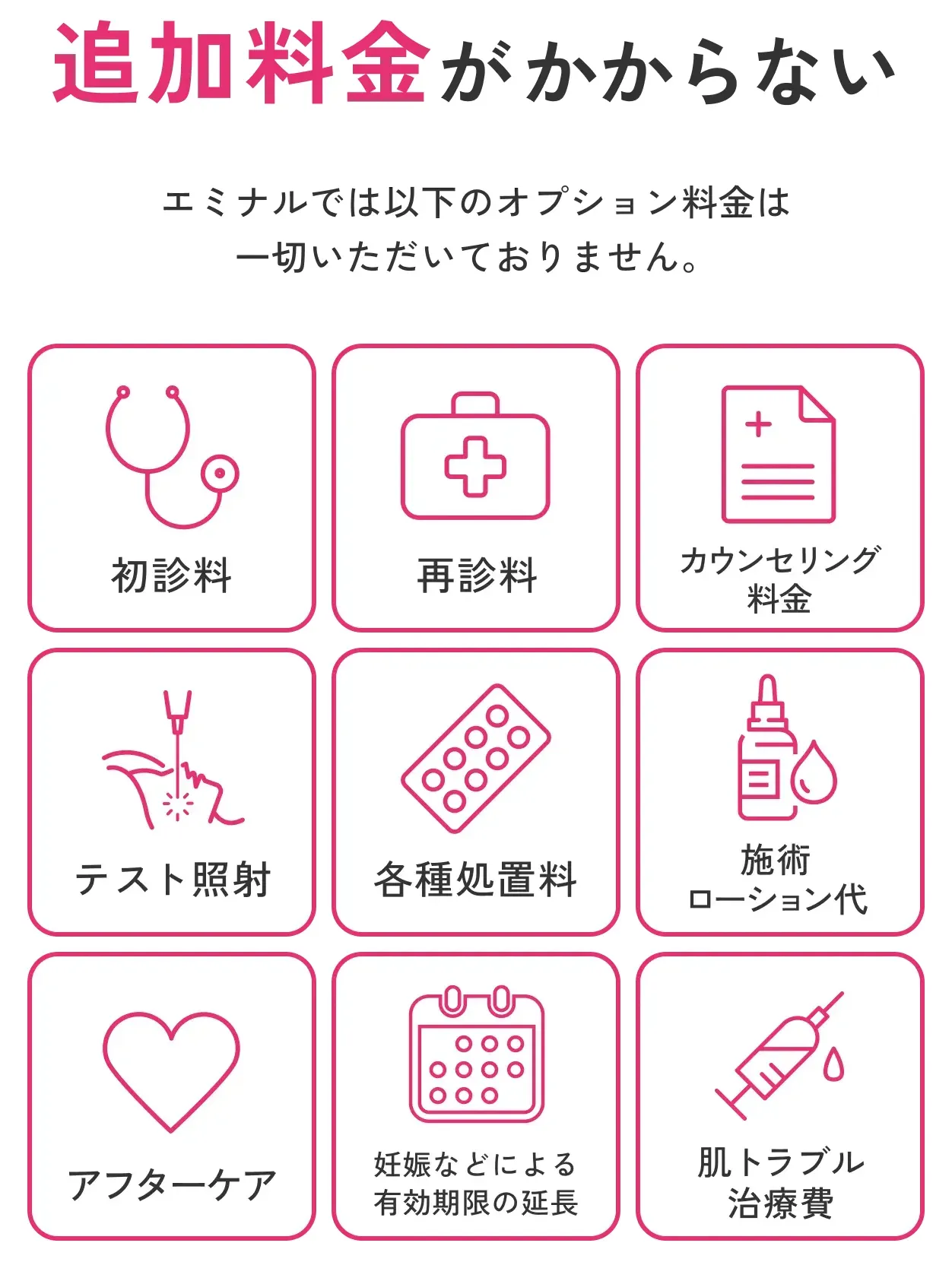 エミナルクリニックの追加費用について