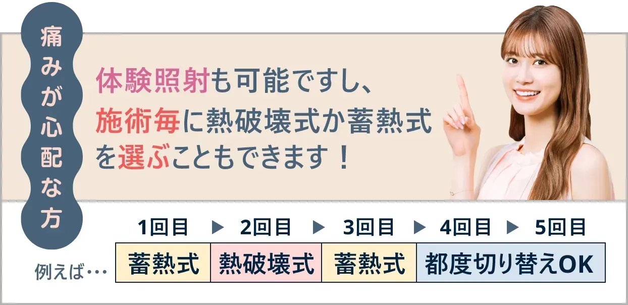 フレイアクリニックの痛みが心配な方は体験照射可能の画像