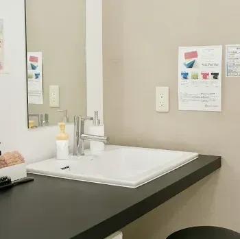 リゼクリニック 福岡天神院のイオン導入を受けた後のパウダールーム