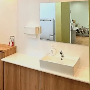 あきば皮膚科クリニックのフォトフェイシャルを受けた後のパウダールーム