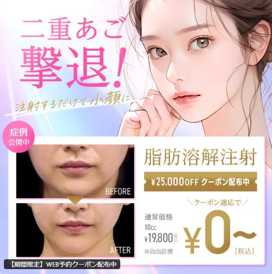 TCB京都 脂肪溶解注射 おすすめ
¥25,000OFFクーポン画像