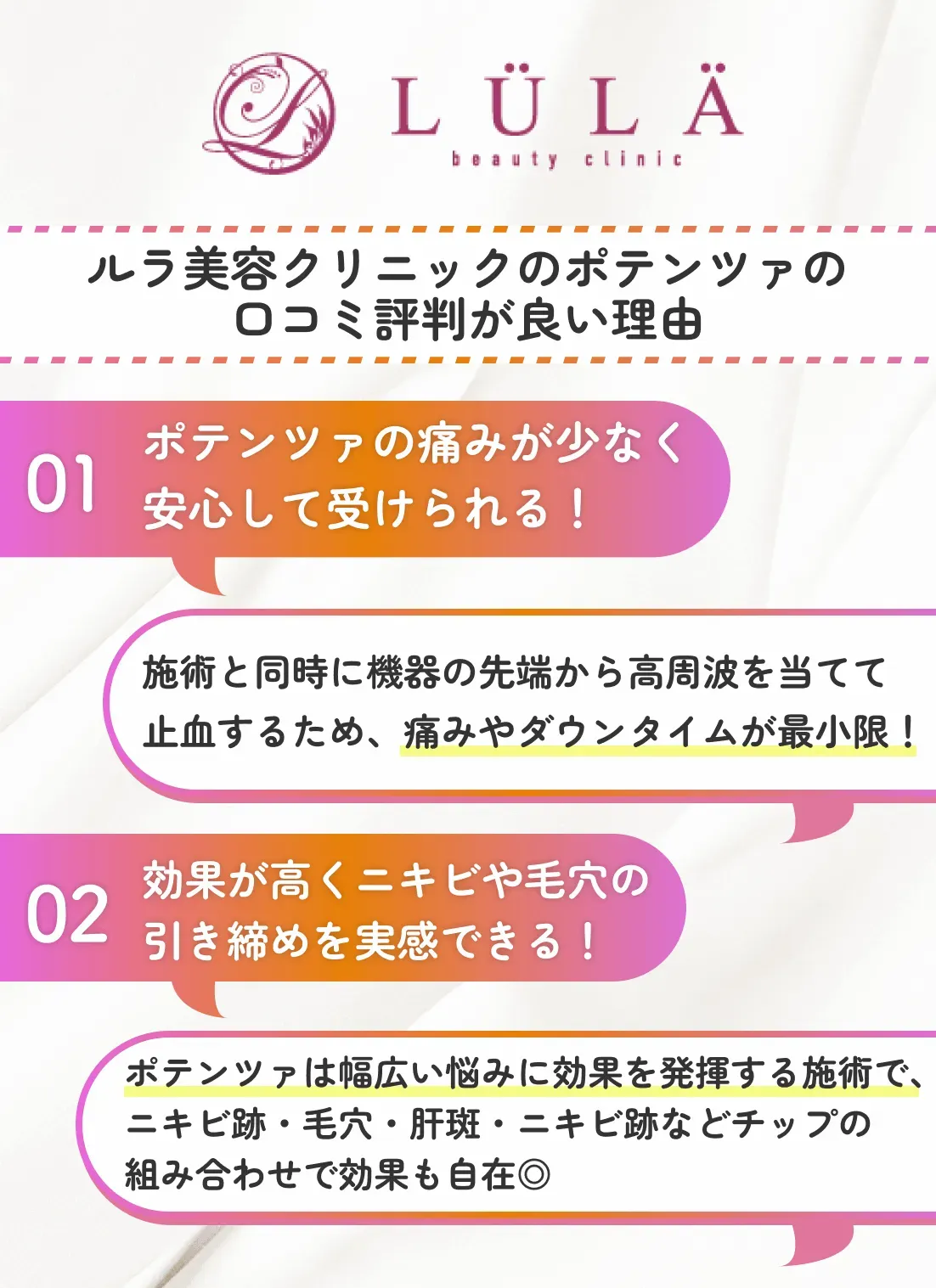 ルラ美容クリニックのポテンツァの口コミ評判が良い理由