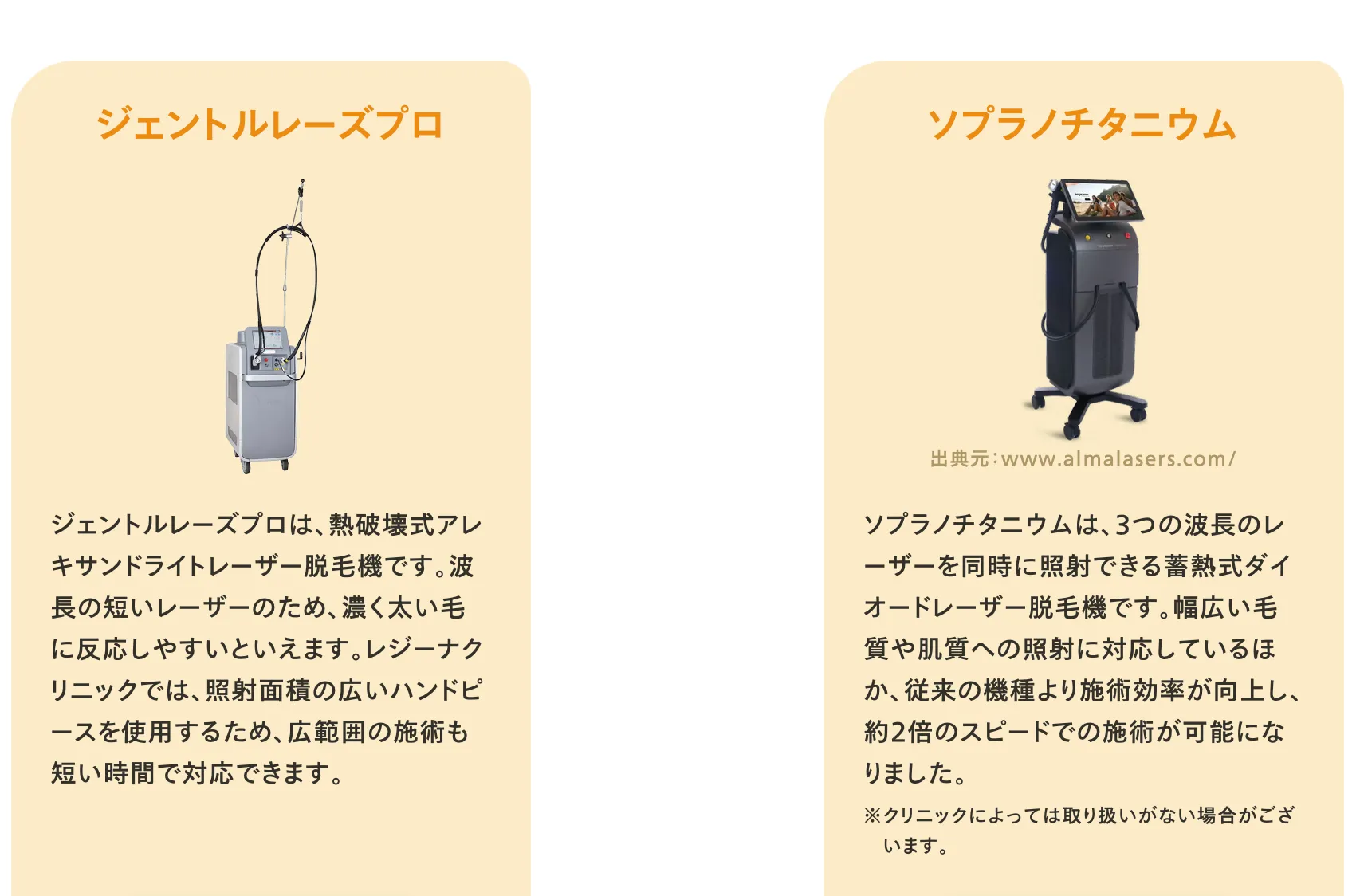 レジーナクリニック池袋院のレーザー機器2種