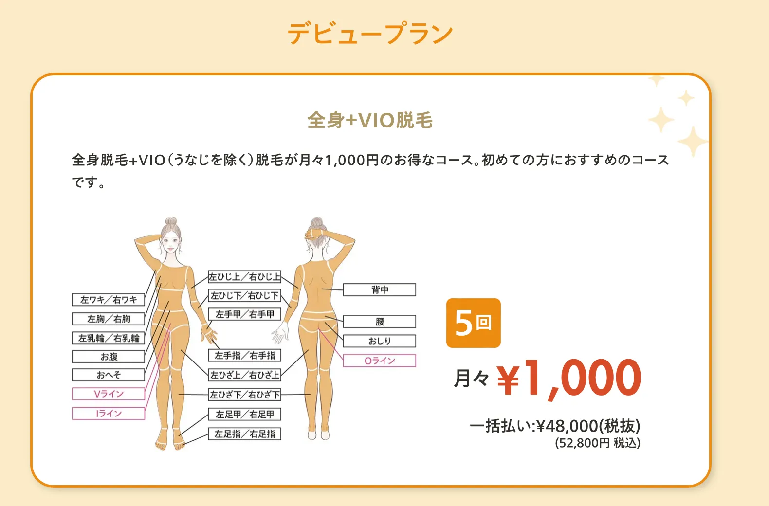 レジーナクリニック新宿院のデビュープランの詳細