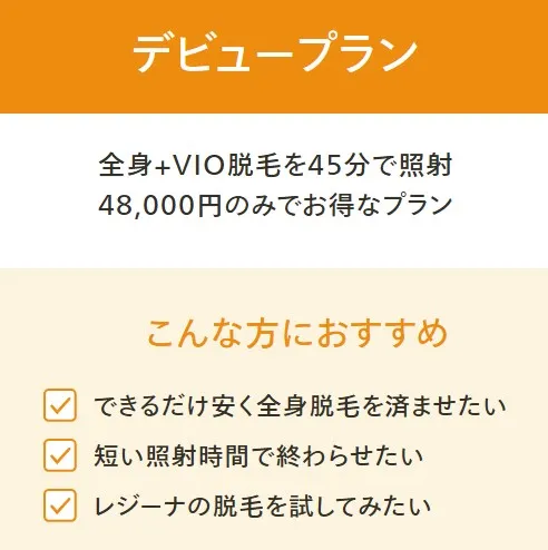 レジーナクリニックのデビュープラン2