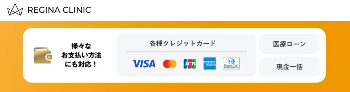 レジーナクリニックなら様々なお支払方法にも対応