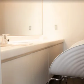 SSCビューティークリニックのイオン導入を受けた後のパウダールーム