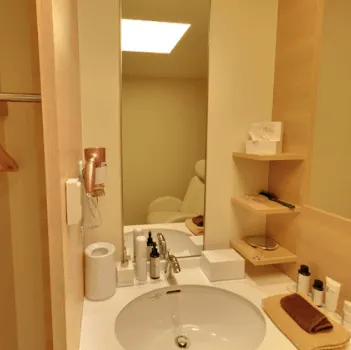 須田スキンケアクリニックのイオン導入を受けた後のパウダールーム