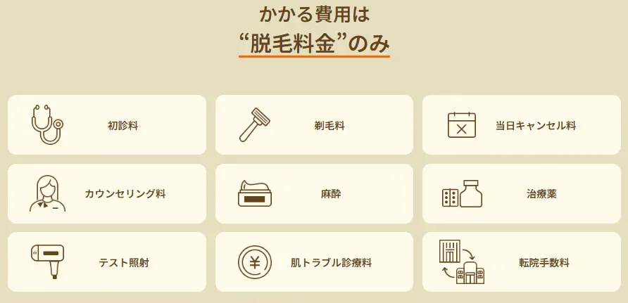 レジーナクリニックで提供している無料のオプション一覧