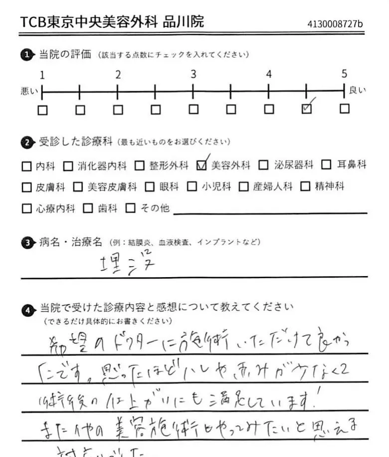 TCB品川院内のアンケート調査