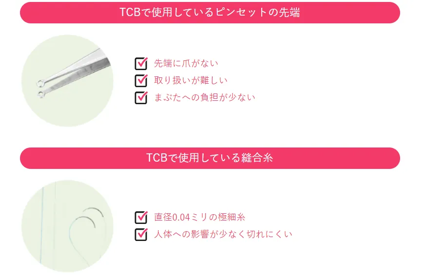 TCBで使用しているピンセットと針の画像