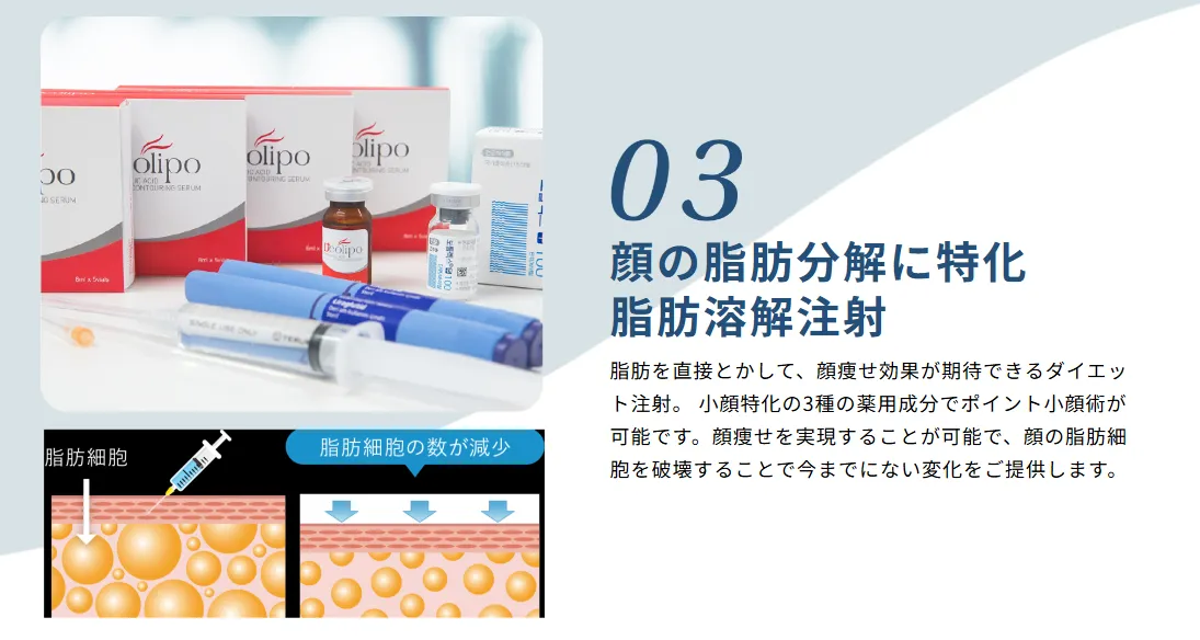 ディオクリニックの顔が痩せる方法における脂肪溶解注射の画像