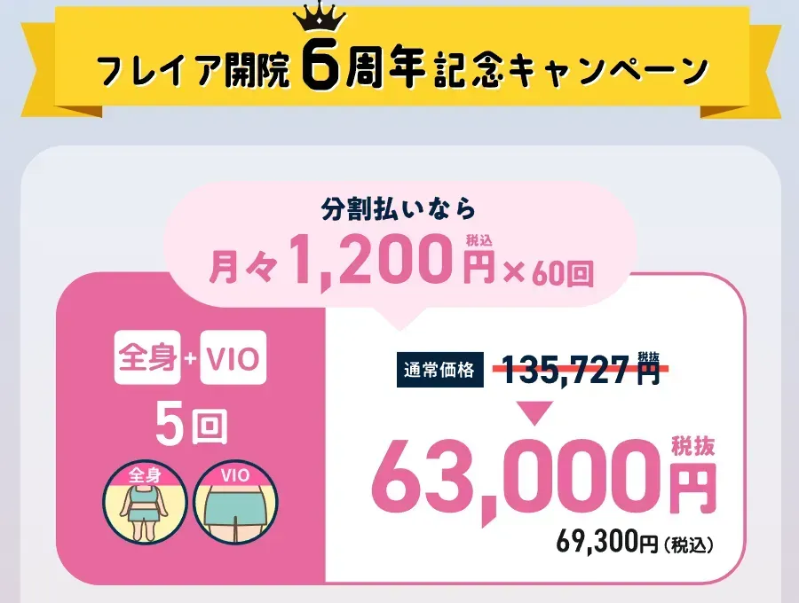 フレイアクリニック開院6周年記念キャンペーンの画像