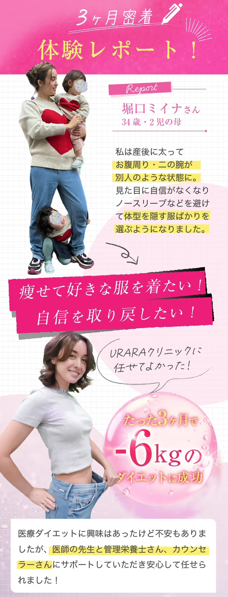 実際にURARAクリニックで痩せた方のモニター症例