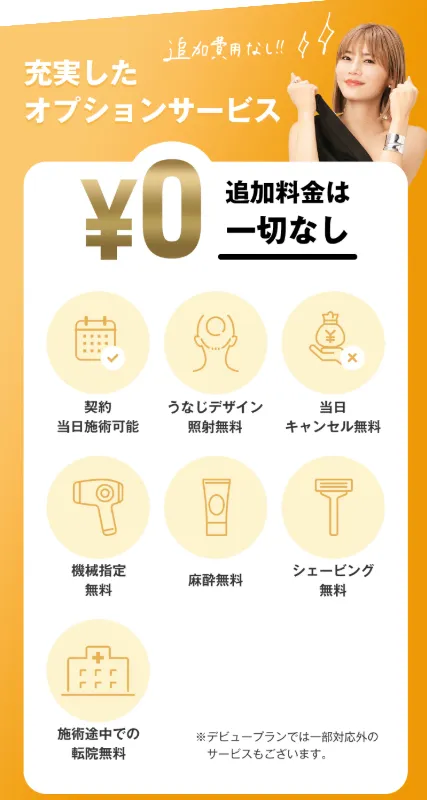 レジーナクリニックの無料オプションサービスの画像