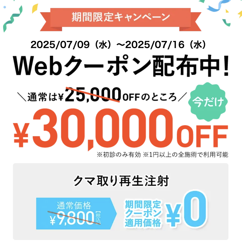TCBのクマ取り再生注射のクーポン