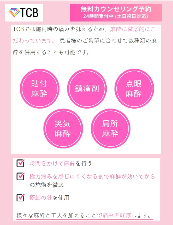 【葛飾区】二重整形がおすすめ人気クリニック徹底比較！｜TCBの麻酔への拘り