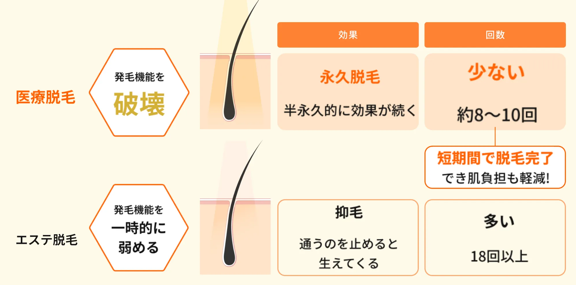 レジーナ医療脱毛とエステ脱毛