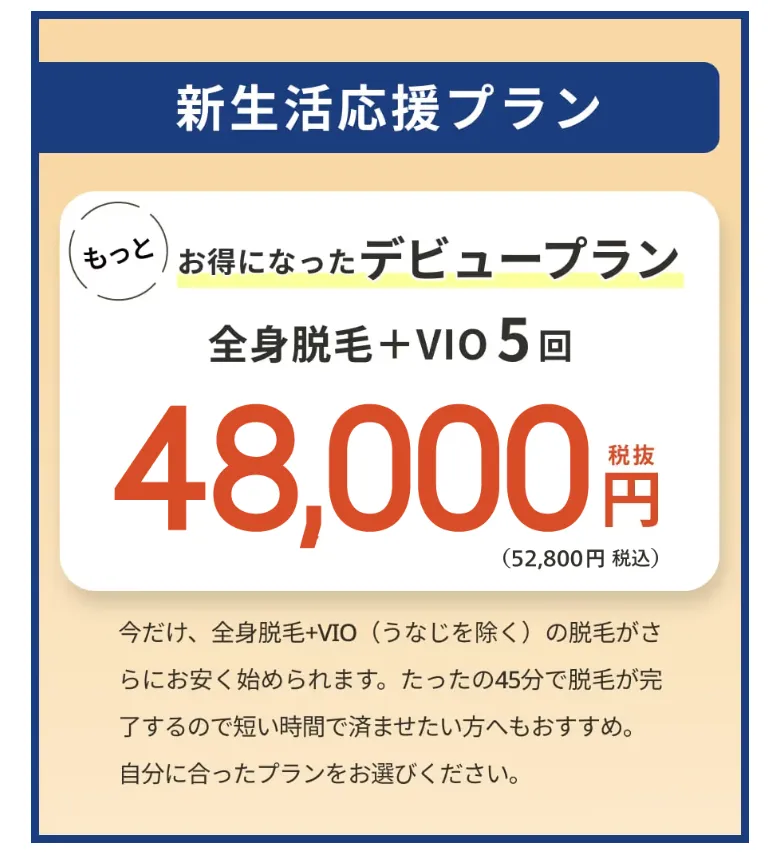 レジーナクリニックの新生活応援プラン