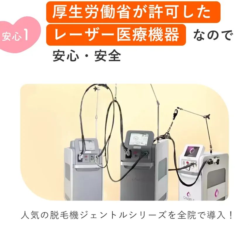 世田谷区で都度払い医療脱毛が安いレジーナクリニック 脱毛器