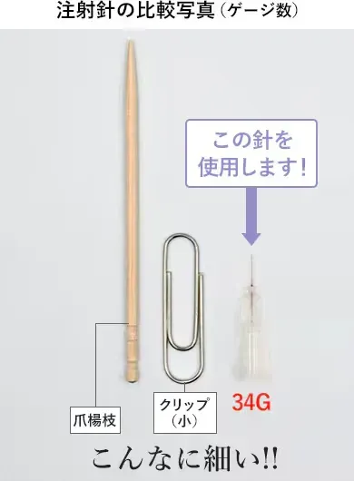 湘南美容クリニックのボトックスで使用している注射針の画像