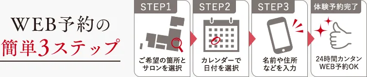 TBCのオンライン予約が3ステップでできる内容の画像