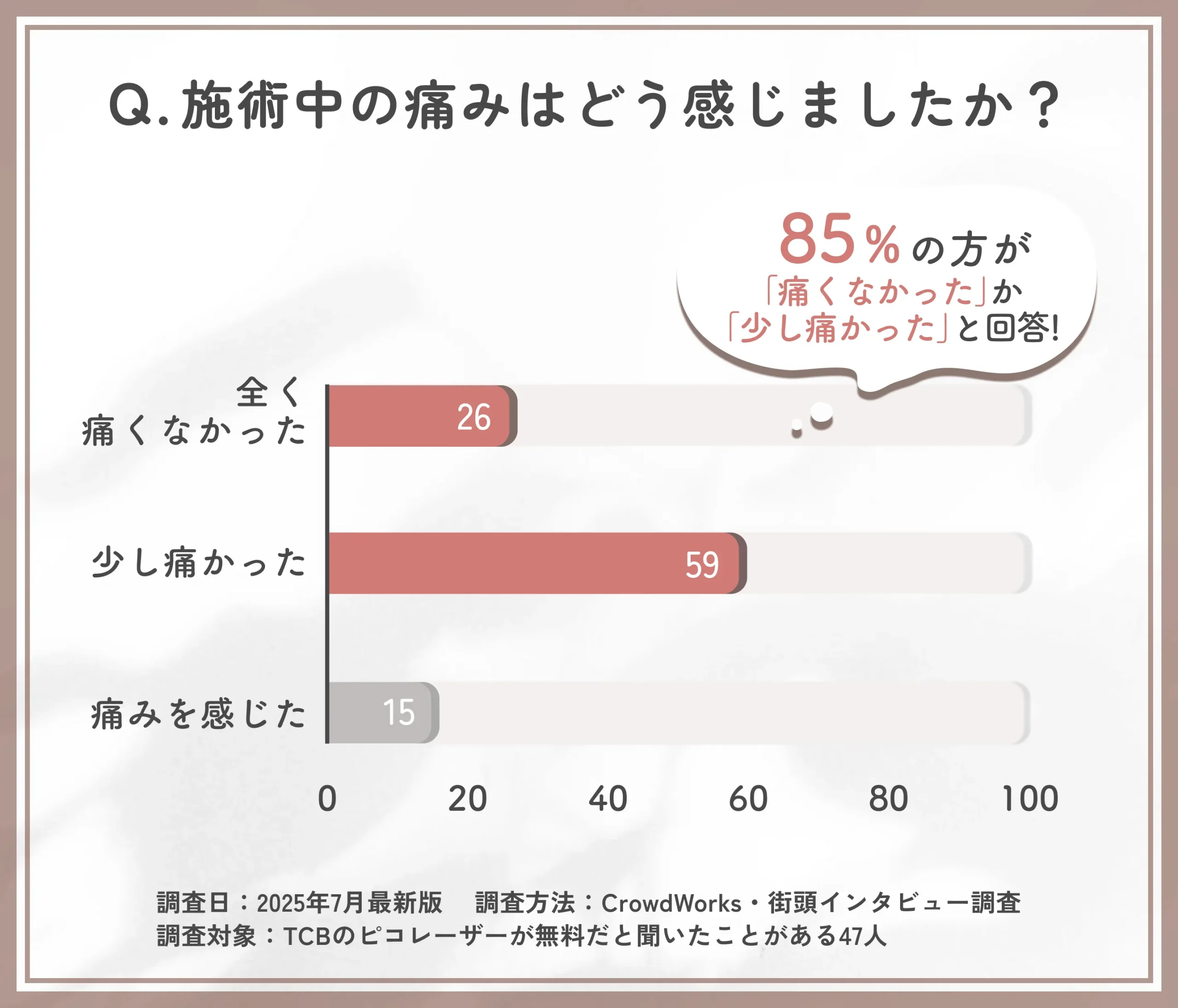 TCBシミ取り放題中の痛みに関するアンケート調査