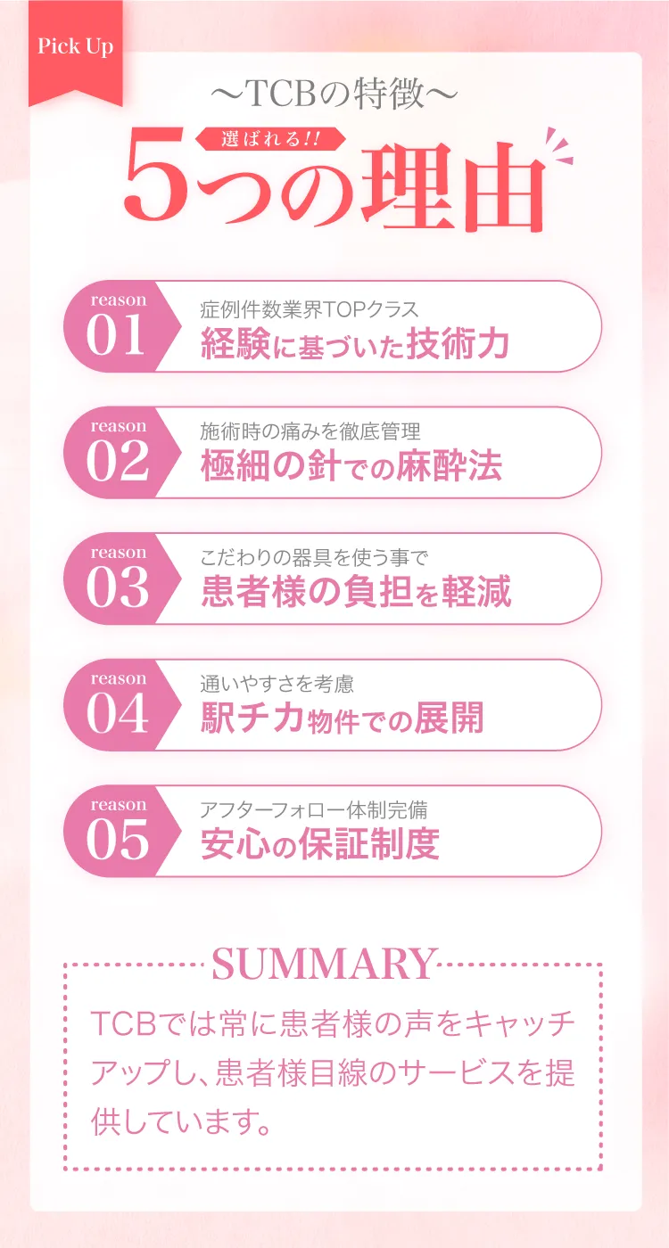 TCBのボトックス施術が選ばれる理由