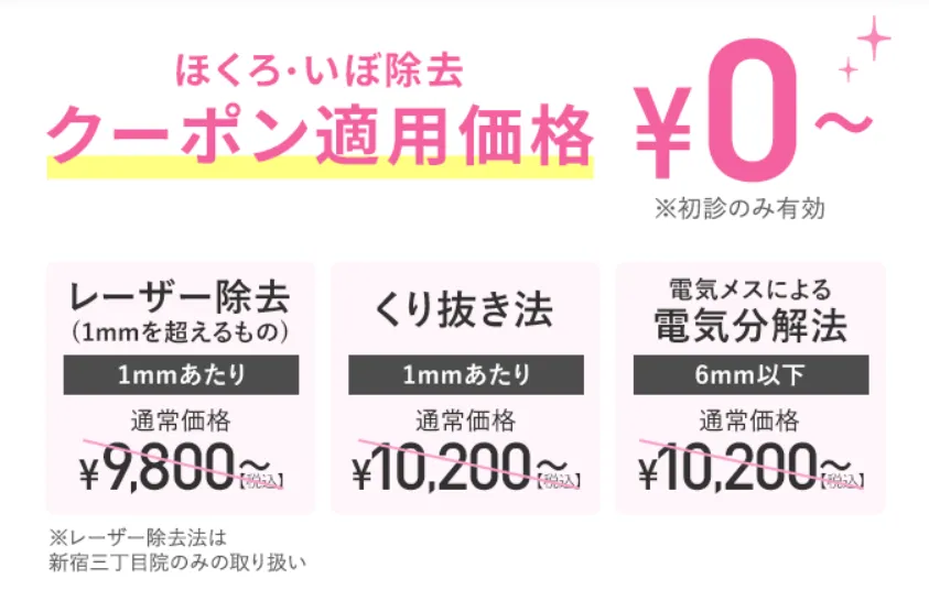 東京で取り放題を含むほくろ除去がおすすめの安い・評判の良い病院｜TCBのほくろ除去クーポン