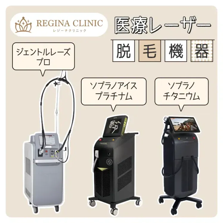 レジーナクリニックでは厚生労働省に認可された最新医療脱毛機を導入している