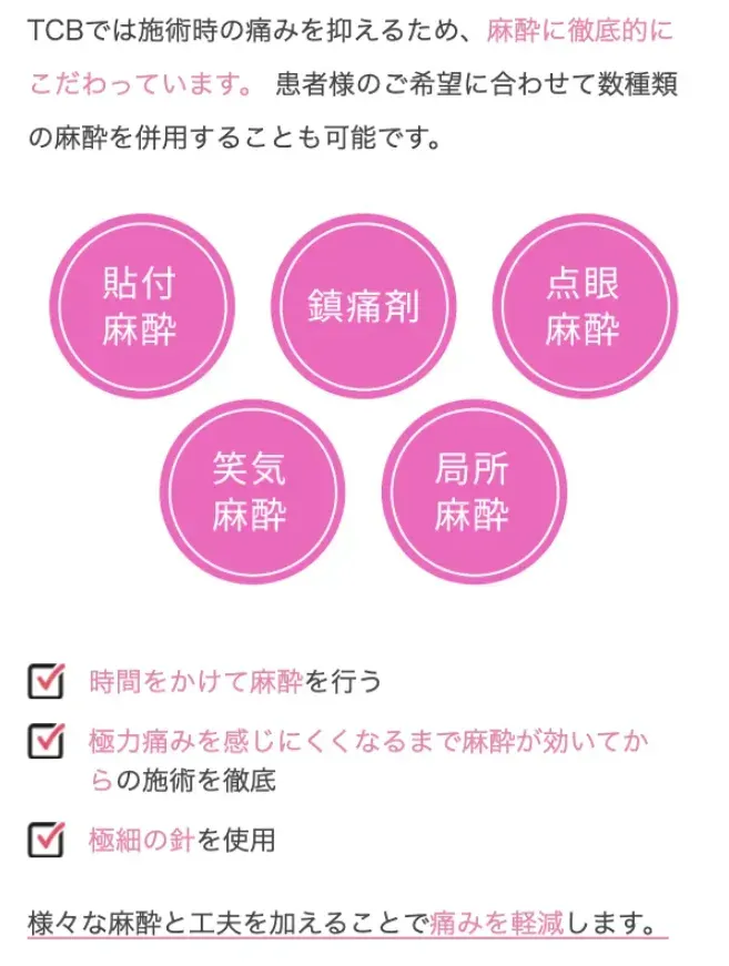 TCBの二重整形に対する麻酔法