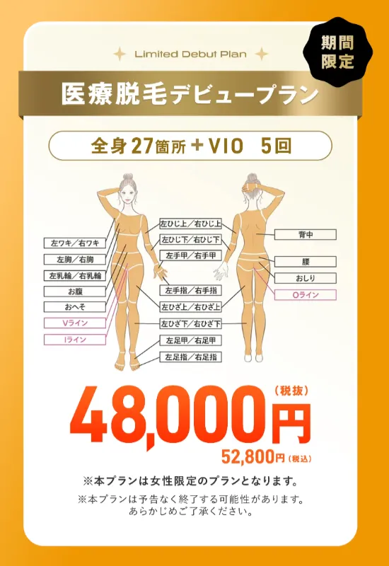 葛飾区付近のレジーナクリニックは全身27箇所とVIOから選べる