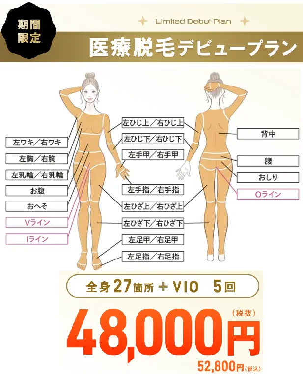 【江戸川区】医療脱毛がおすすめのクリニック【専門家が厳選】｜レジーナクリニックの医療脱毛デビュープラン