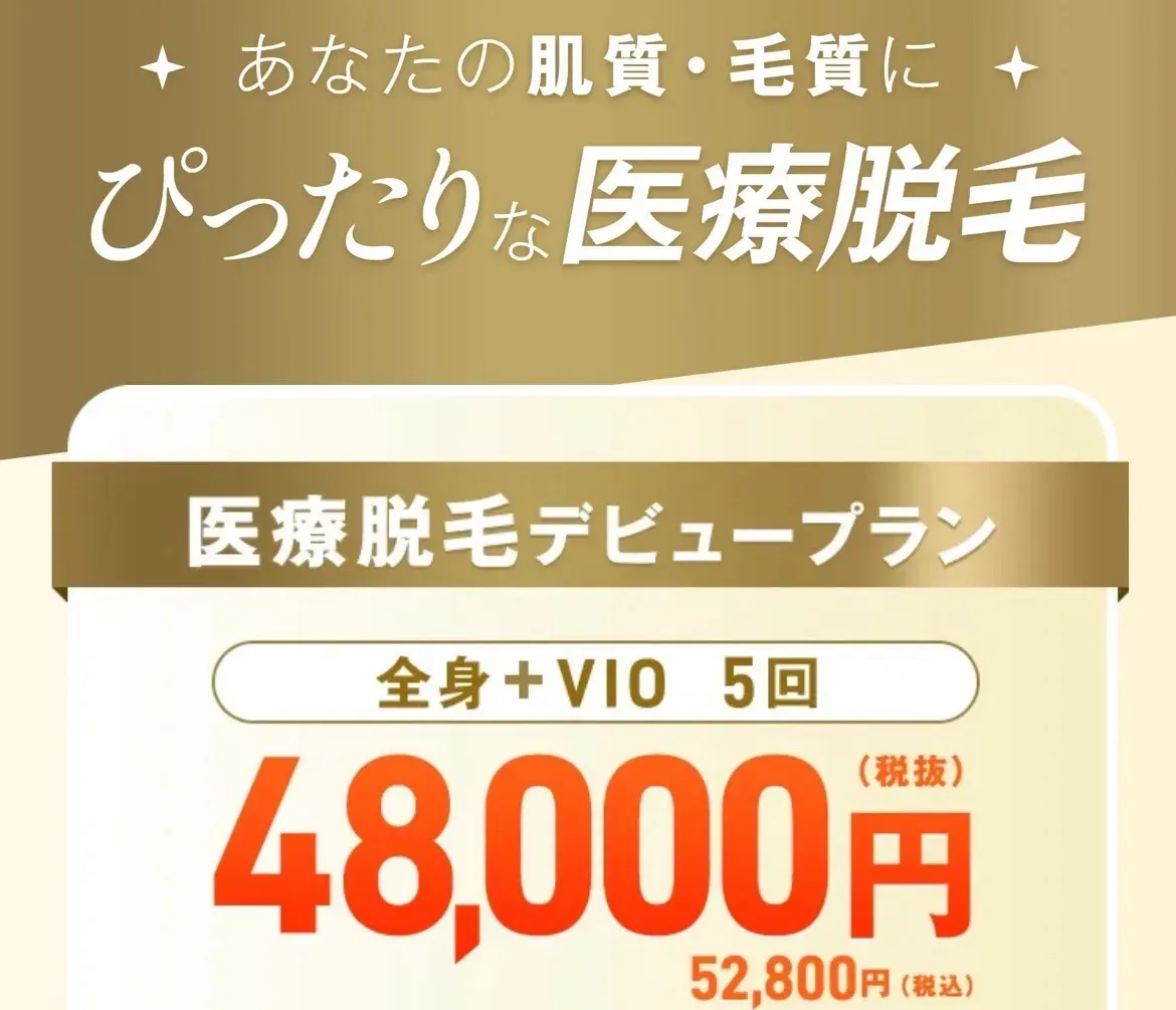 岡山でジェントルマックスプロを導入している医療脱毛クリニック　レジーナクリニックデビュープラン②