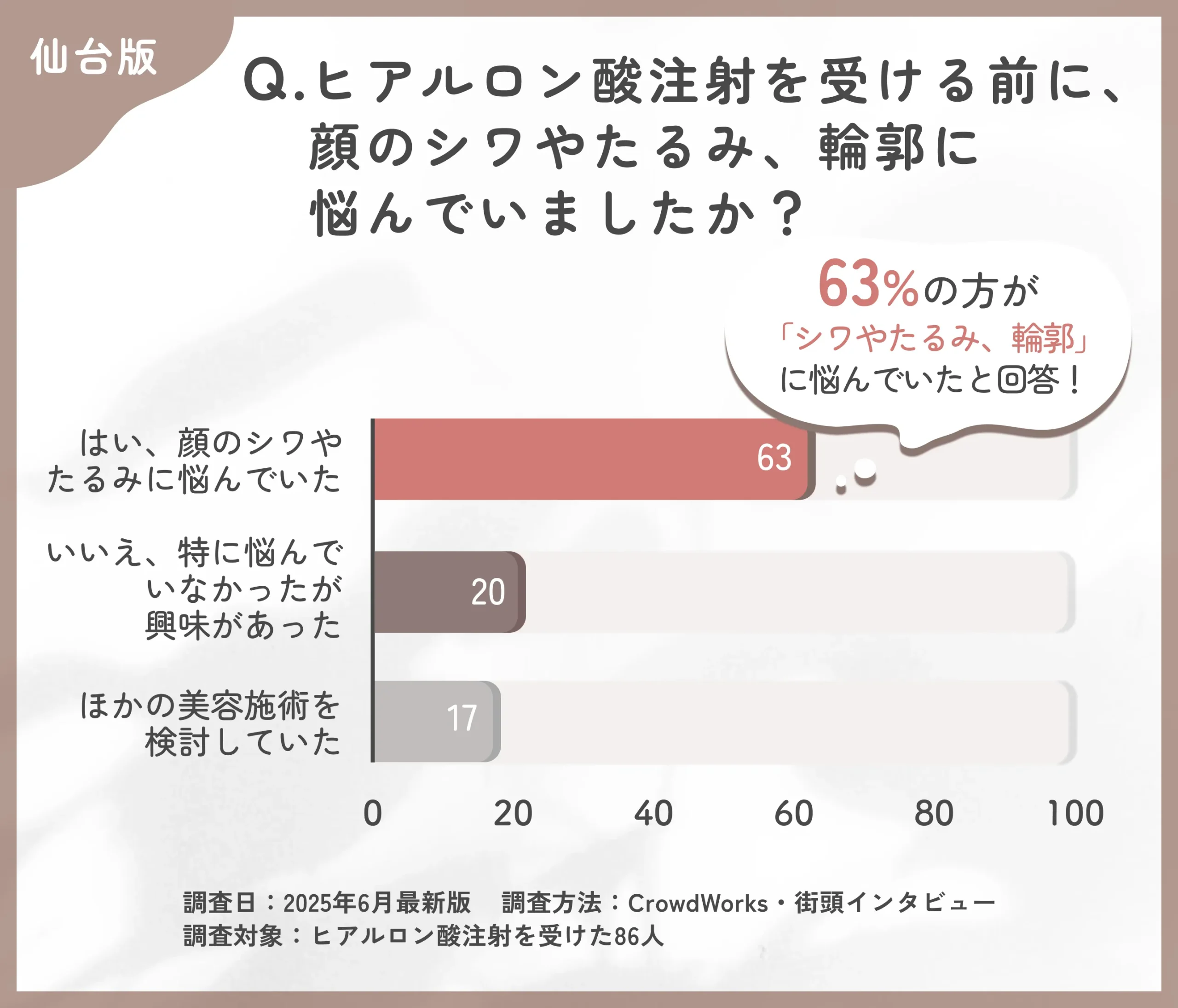 ヒアルロン酸注射を受ける前の悩みに関するアンケート