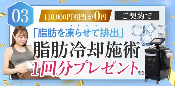 脂肪冷却のキャンペーン一覧！モニター無料　プレゼント②