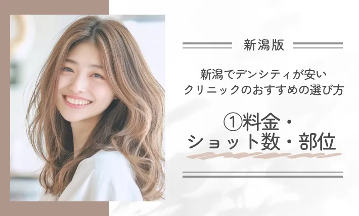 新潟でデンシティが安いクリニックのおすすめの選び方①料金・ショット数・部位