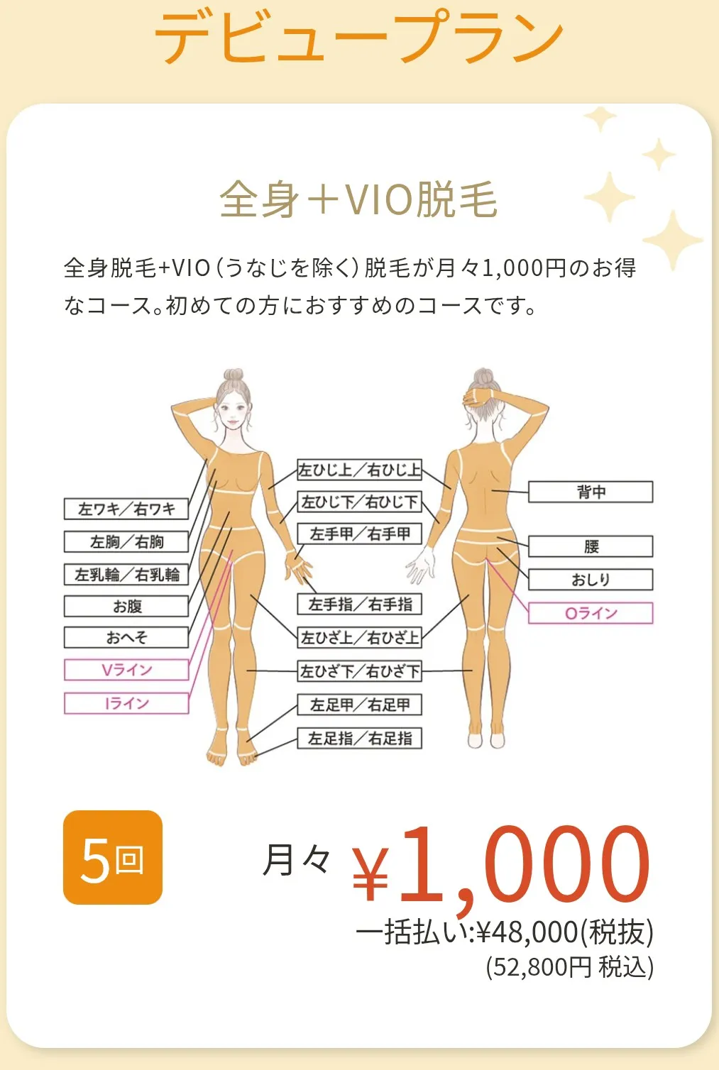 レジーナクリニックの全身脱毛プランの画像