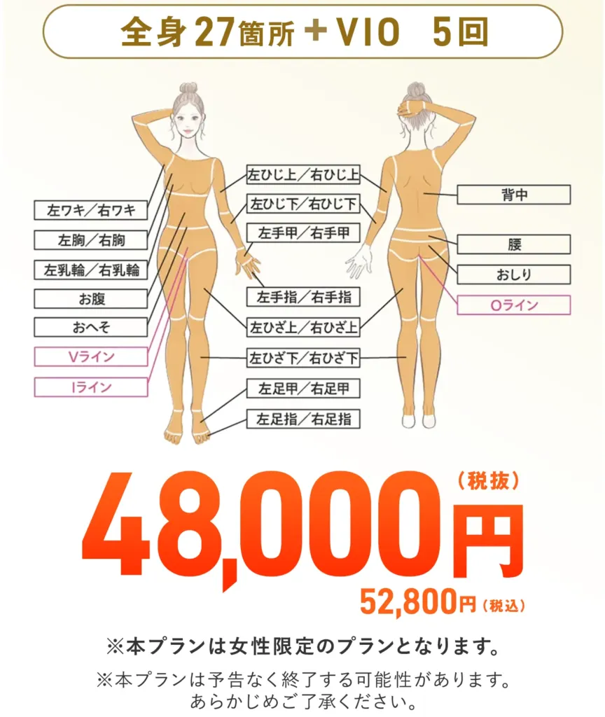 蒲田で都度払いの医療脱毛が安いクリニック　レジーナクリニックのLP画像