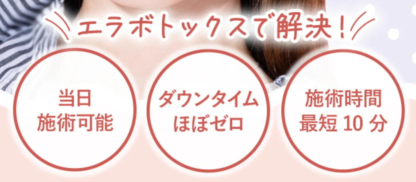TCB エラボトックス 当日施術可能・ダウンタイムほぼゼロ・施術時間最短10分