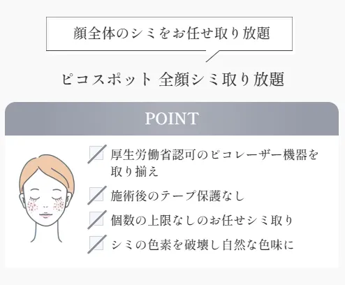 湘南美容クリニックのシミ取り放題（ピコスポット）のポイント
