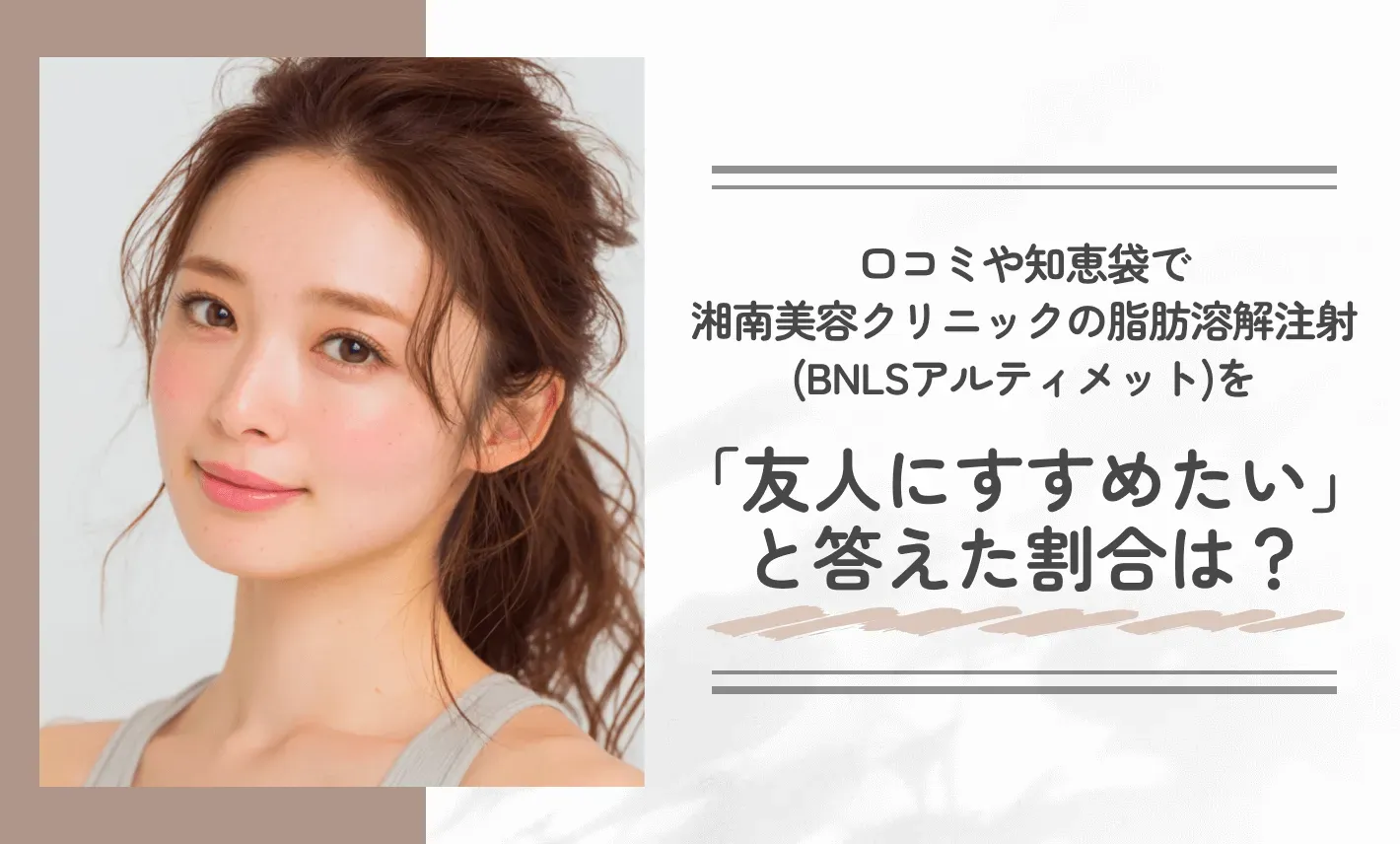 口コミや知恵袋で、湘南美容クリニックの脂肪溶解注射(BNLSアルティメット)を「友人にすすめたい」と答えた割合は?